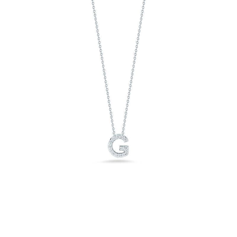 18K White Gold Tiny Treasures Diamond Love Letter "G" Necklace