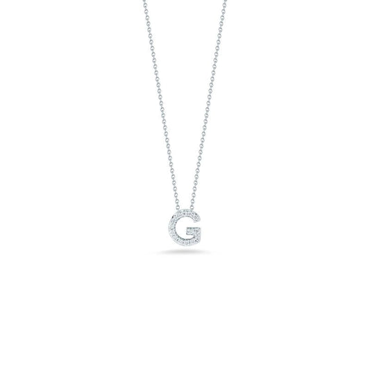 18K White Gold Tiny Treasures Diamond Love Letter "G" Necklace