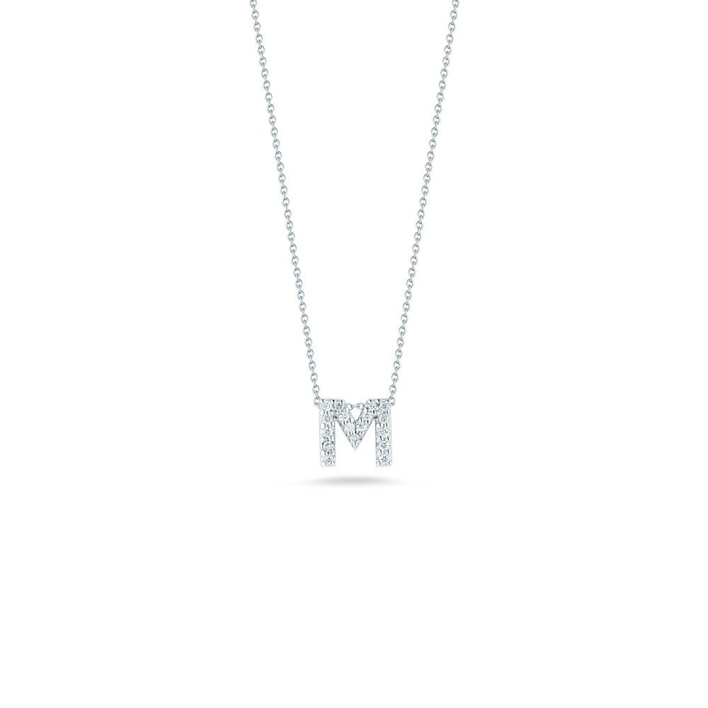 18K Yellow Gold Tiny Treasures Diamond Love Letter "M" Necklace
