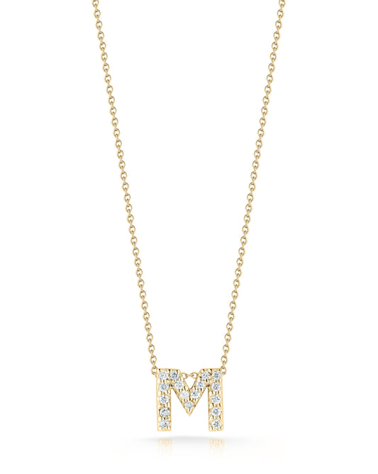 Roberto Coin 18k Love Letter "M" Diamond Pendant Necklace