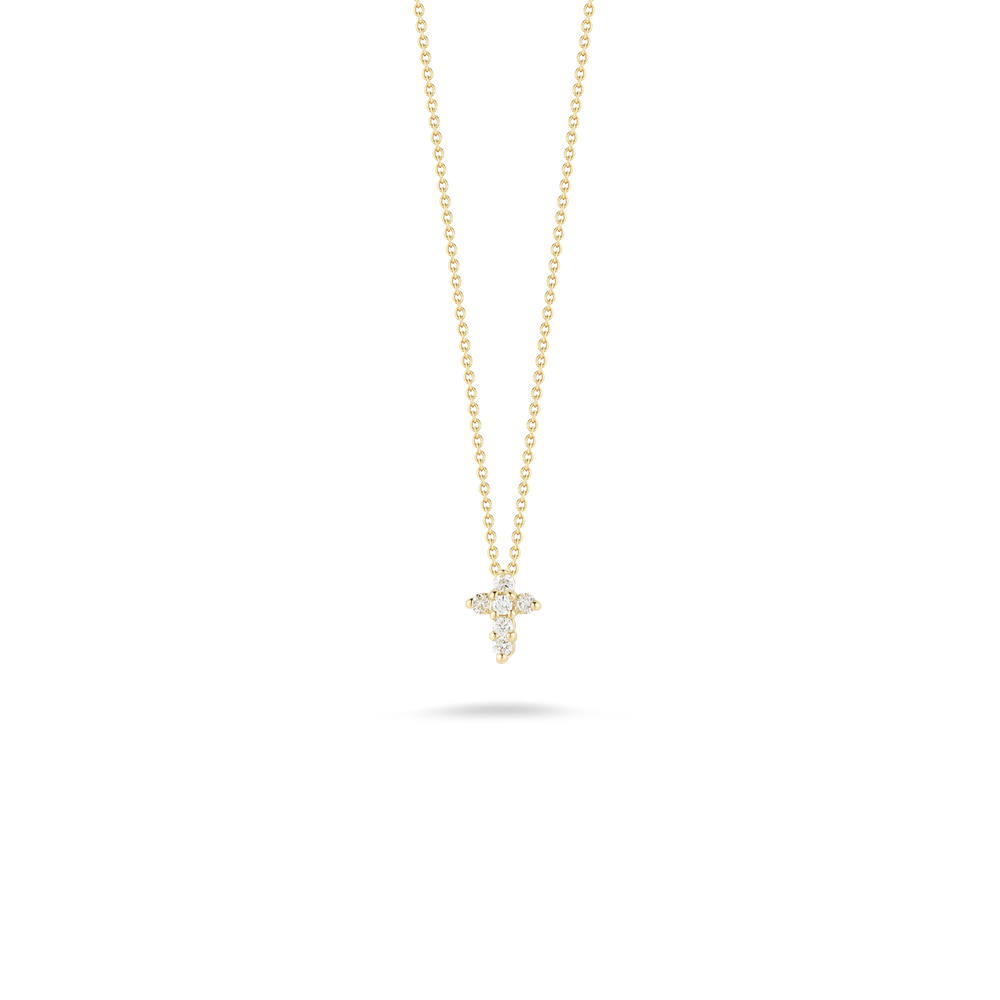 18K GOLD TINY TREASURES DIAMOND BABY CROSS NECKLACE - 18K Yellow Gold