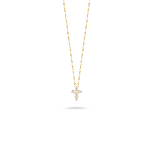 18K GOLD TINY TREASURES DIAMOND BABY CROSS NECKLACE - 18K Yellow Gold
