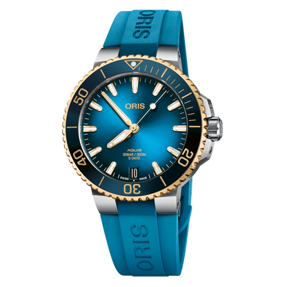 Aquis Date Calibre 400 41.5mm Blue Dial With Markers Caoutchouc Strap Blue