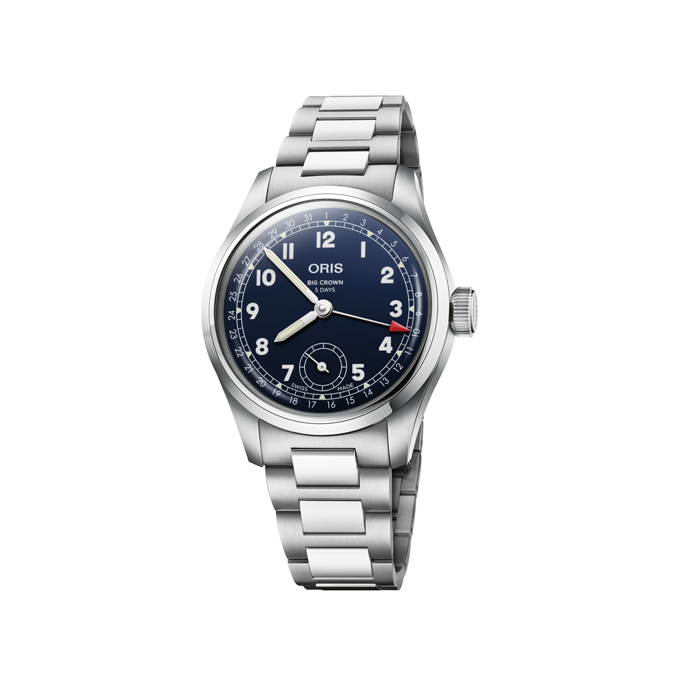Big Crown Pointer Date Calibre 403 38mm Blue Dial Steel Bracelet