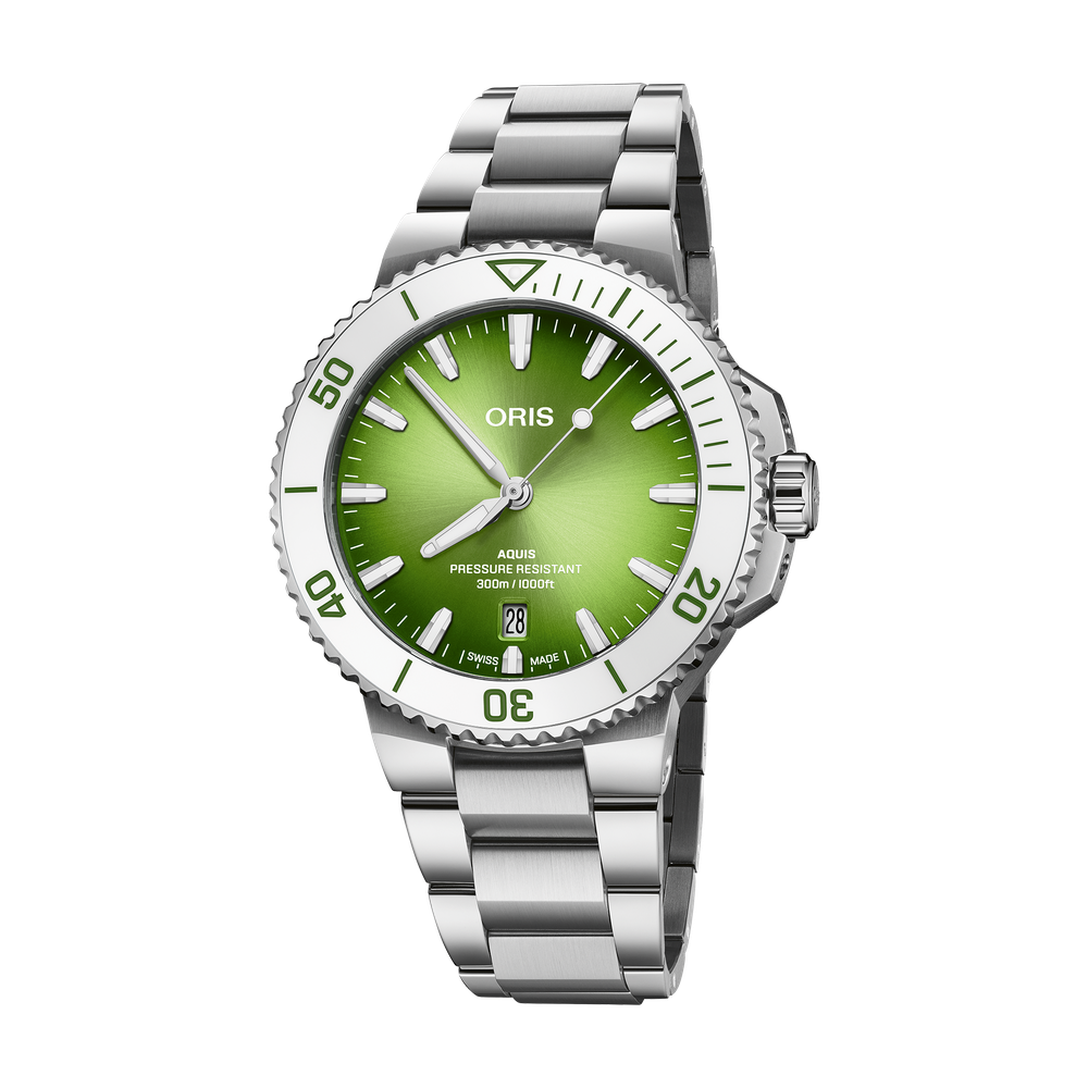 Aquis Date Taste of Summer 41.5mm Green Dial - Steel Bracelet