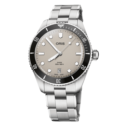 Divers Date 39mm Beige Dial Steel Bracelet With Additional Black Rubber Strap