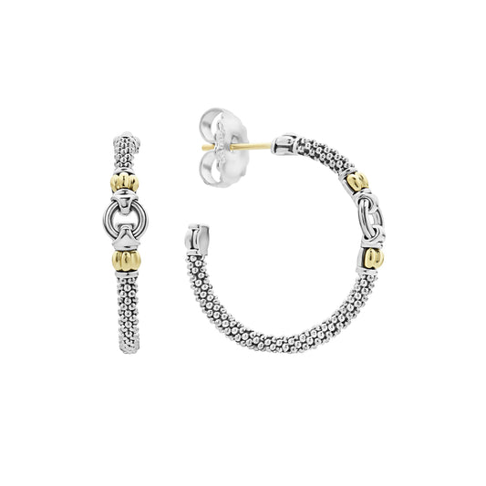 18K Gold and Sterling Silver Hoop Earrings