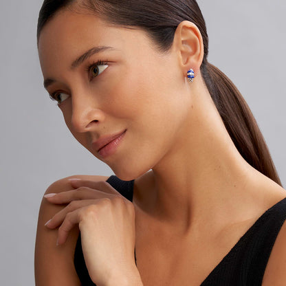 Black Ceramic And Diamond Huggie Earrings