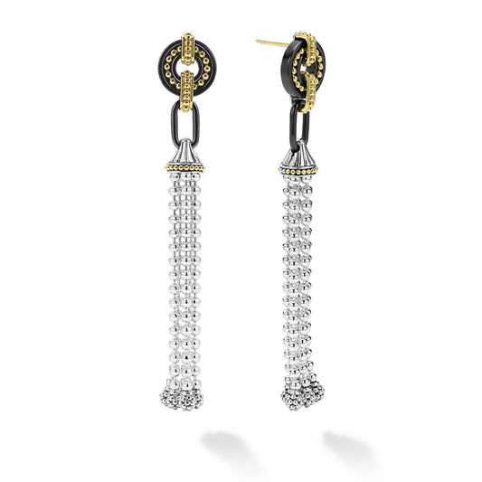 18K Gold and Sterling Silver Drop Tassel Earrings