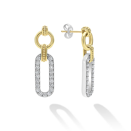 18K Gold and Sterling Silver Drop Earrings