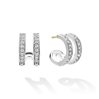 Caviar Spark Linear Diamond Double Row Hoop Earrings