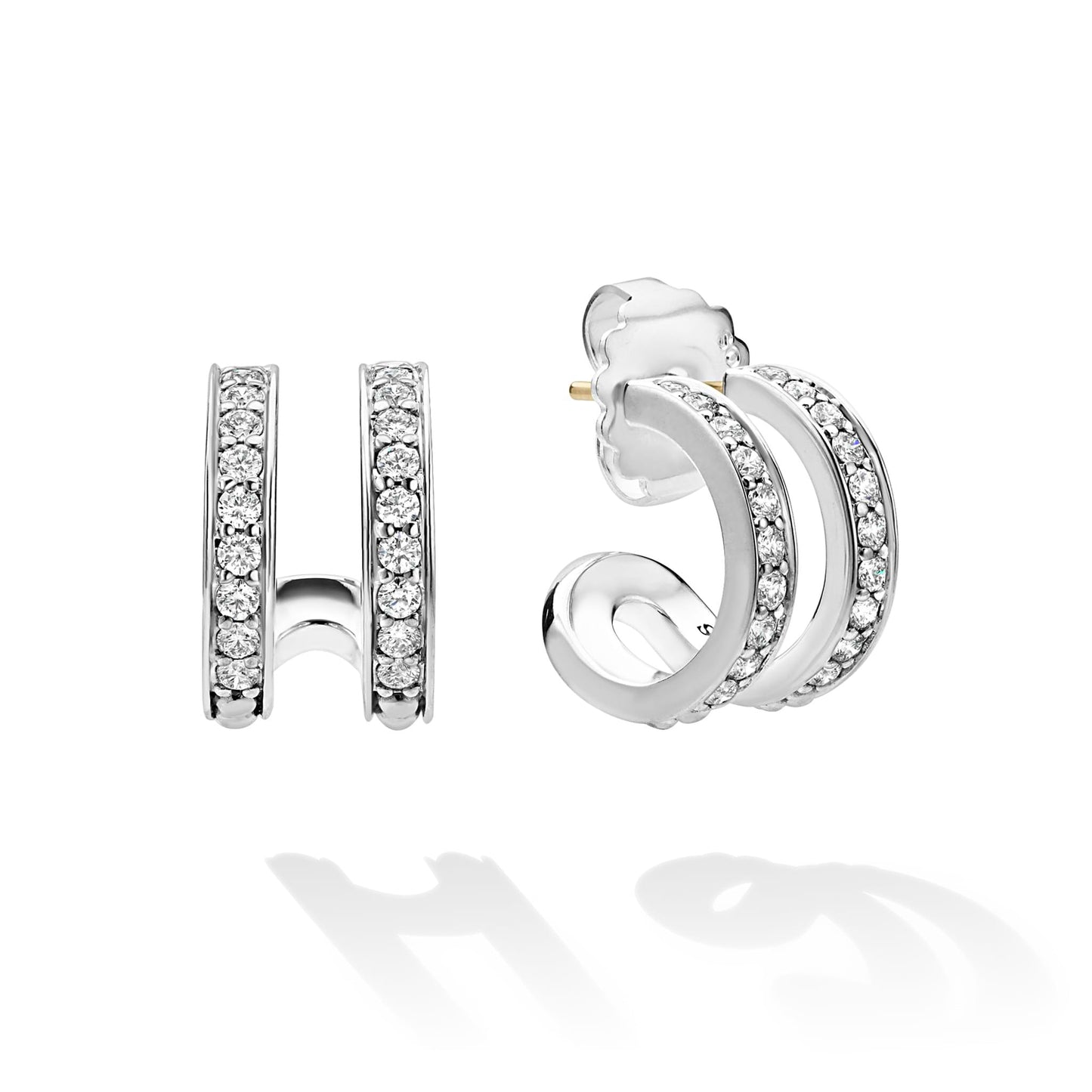 Caviar Spark Linear Diamond Double Row Hoop Earrings