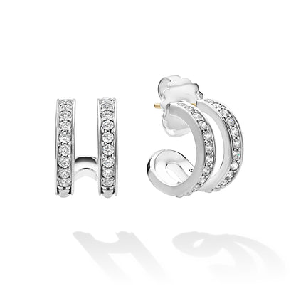 Caviar Spark Linear Diamond Double Row Hoop Earrings