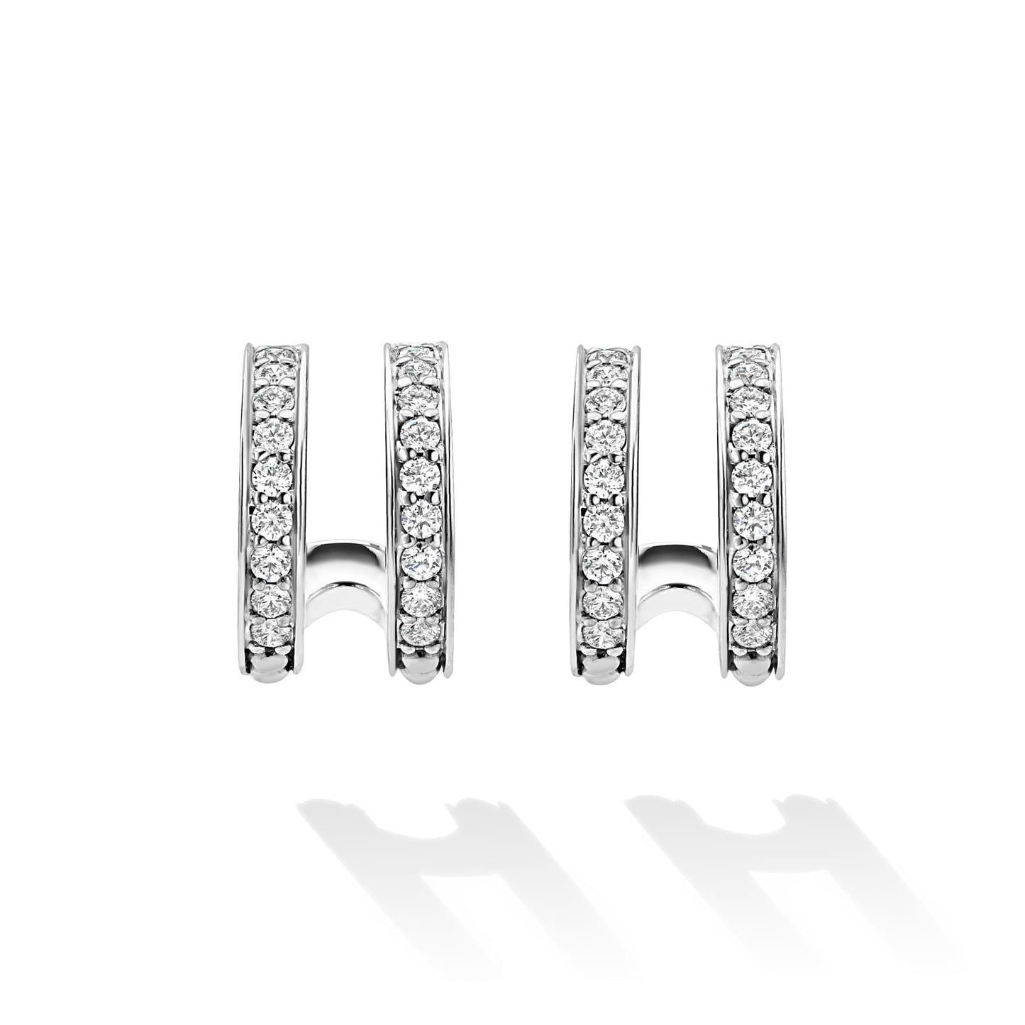 Caviar Spark Linear Diamond Double Row Hoop Earrings