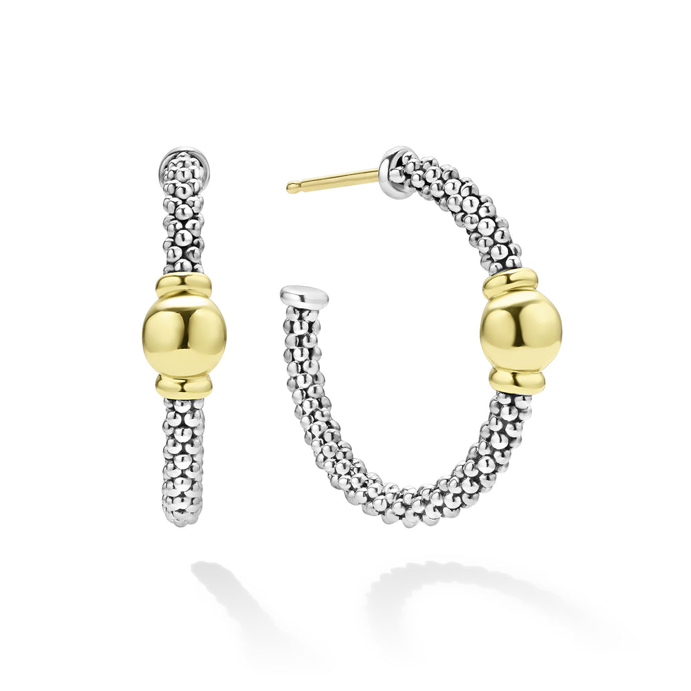 18K Gold and Sterling Silver Hoop Earrings