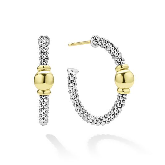 18K Gold and Sterling Silver Hoop Earrings