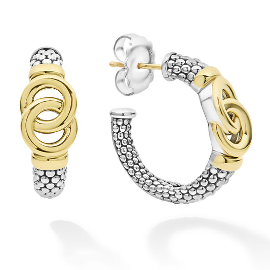 18K Gold and Sterling Silver Hoop Earrings