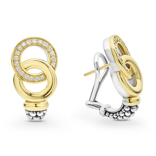 18K Gold and Sterling Silver Diamond Clip Earrings