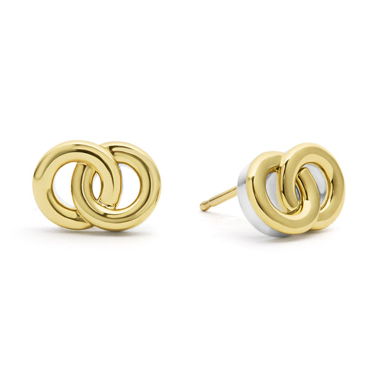 18K Gold and Sterling Silver Stud Earrings