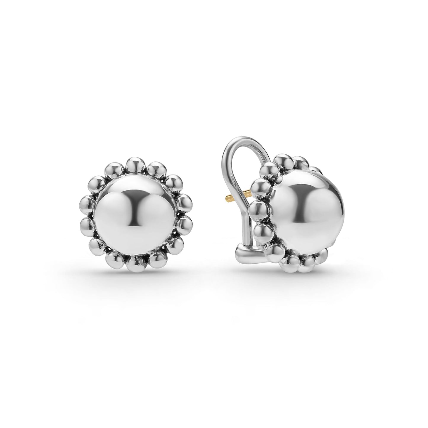 Caviar Bubbly Round Omega Clip Earrings
