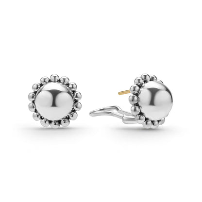 Caviar Bubbly Round Omega Clip Earrings