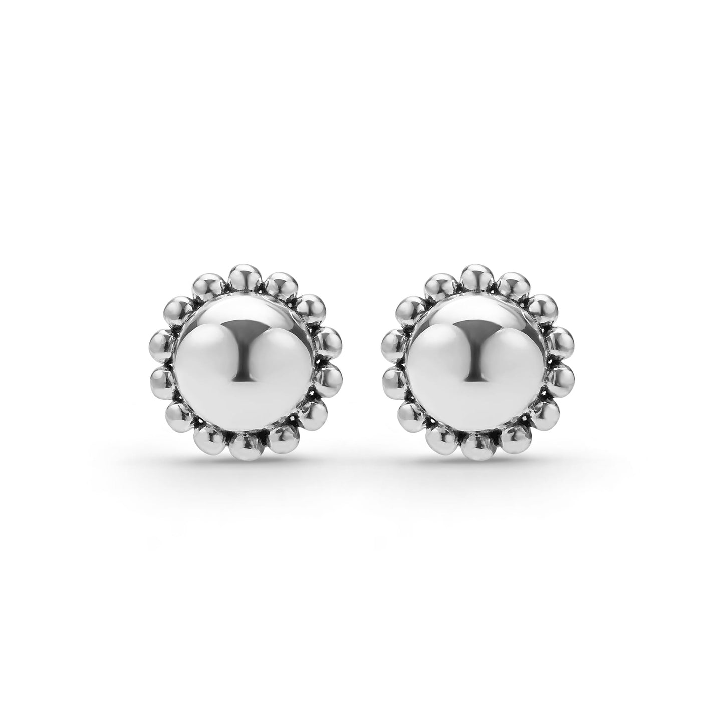 Caviar Bubbly Round Omega Clip Earrings