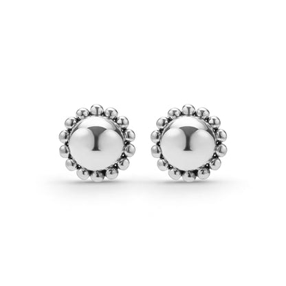 Caviar Bubbly Round Omega Clip Earrings