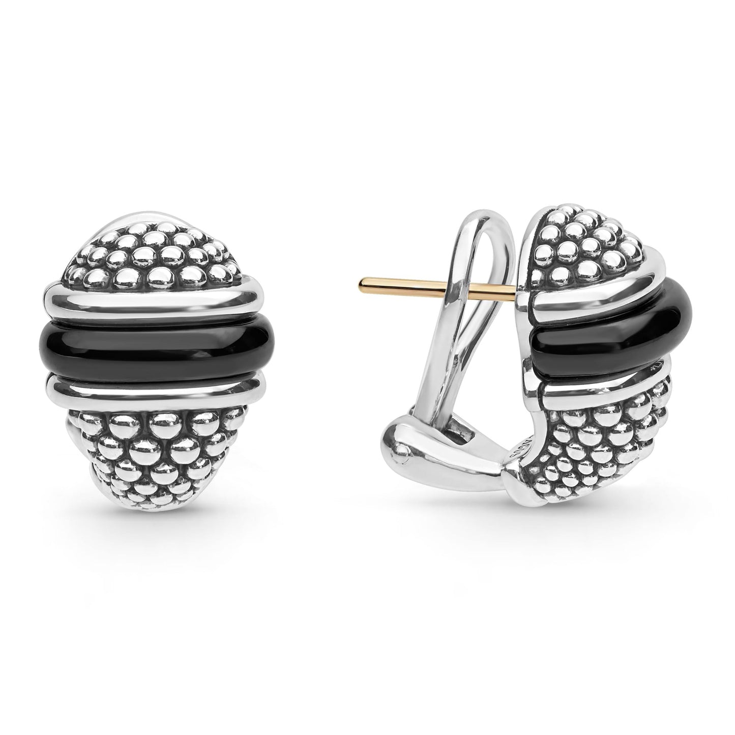 Caviar With Black Ceramic Stud Earrings