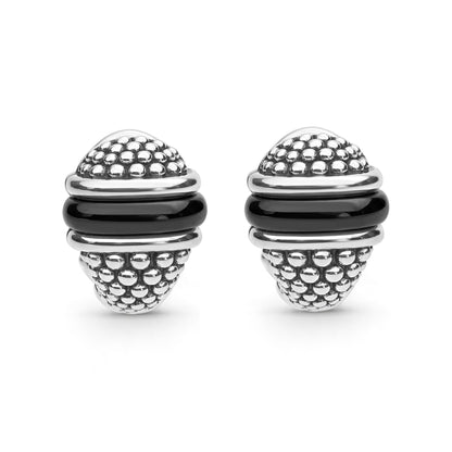Caviar With Black Ceramic Stud Earrings