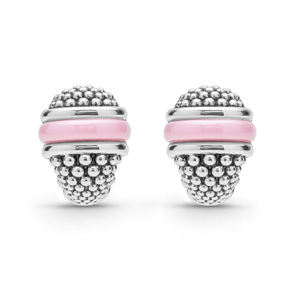 Caviar With Black Ceramic Stud Earrings