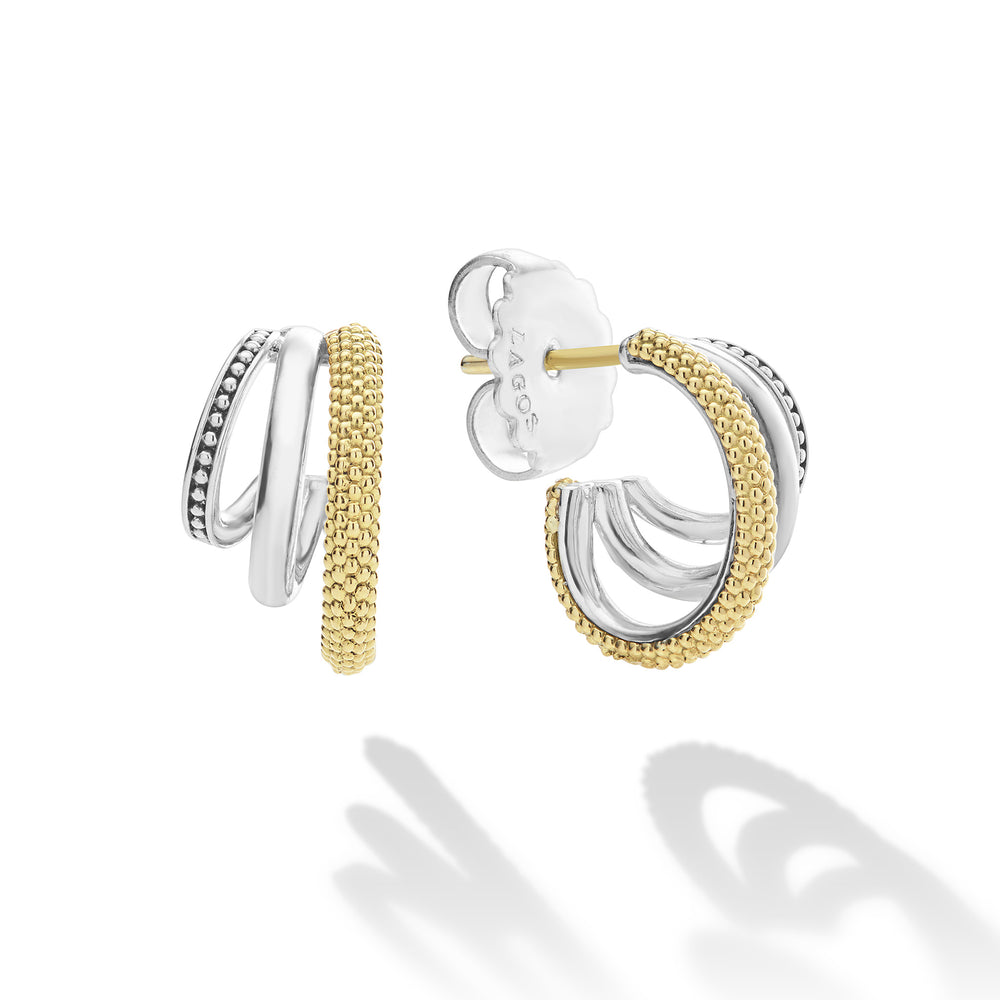18K Gold and Sterling Silver Hoop Earrings