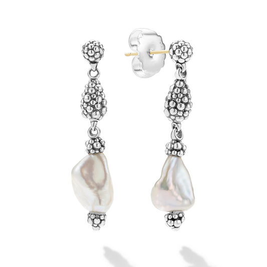 Sterling Silver and Keshi Pearl Drop Earrings