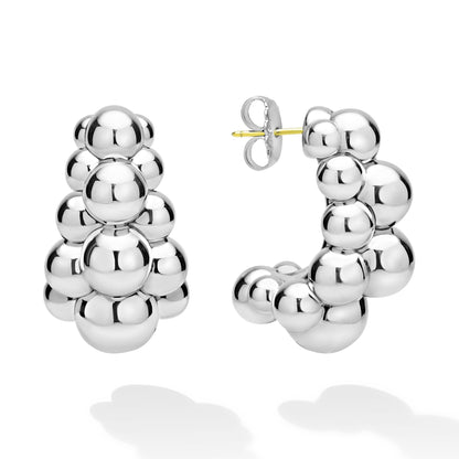 Caviar Bubbly mm Three Row Beaded Hoop Earrings