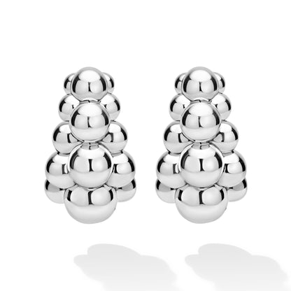 Caviar Bubbly mm Three Row Beaded Hoop Earrings