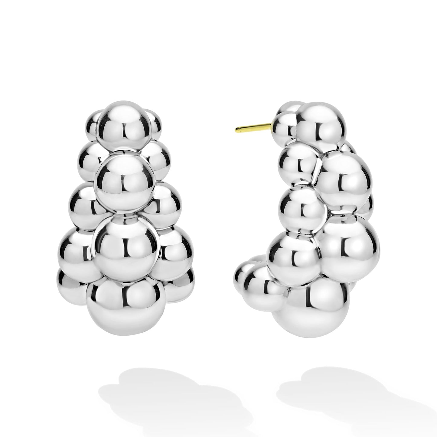 Caviar Bubbly mm Three Row Beaded Hoop Earrings