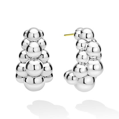 Caviar Bubbly mm Three Row Beaded Hoop Earrings