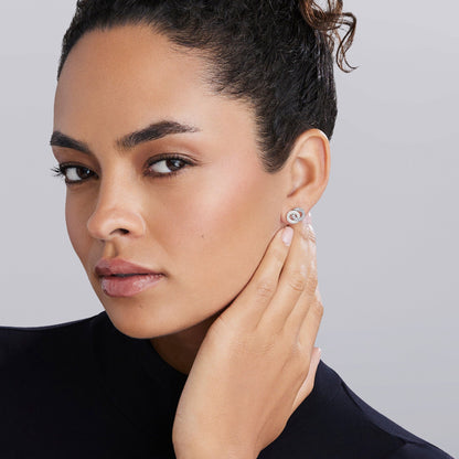 Caviar Interlocking Diamond mm Stud Earrings