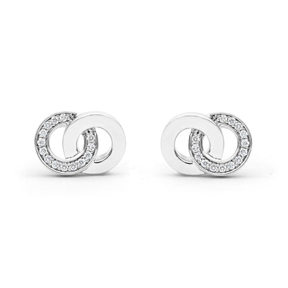 Caviar Interlocking Diamond mm Stud Earrings