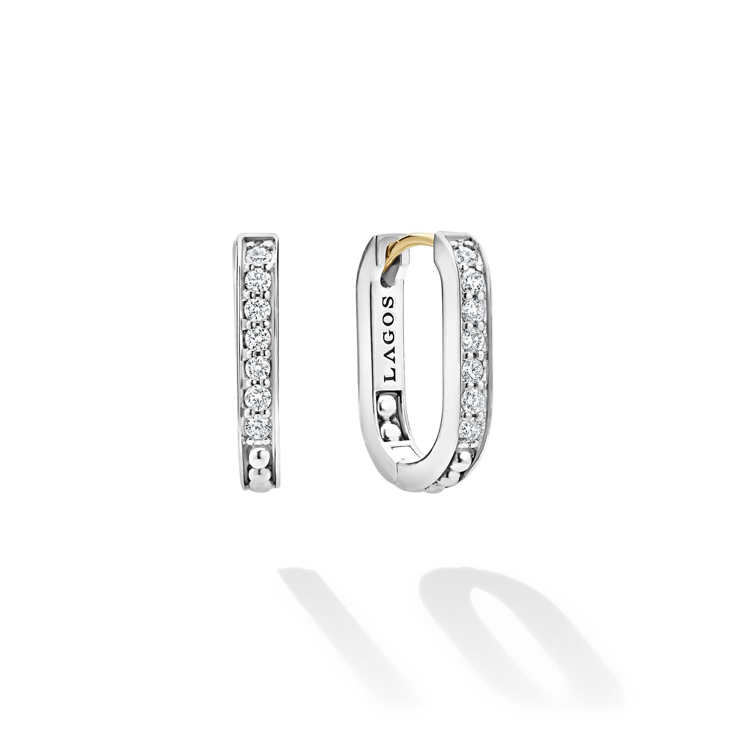 Caviar Spark Linear mm Double Row Diamond Hoop Earrings