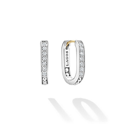 Caviar Spark Linear mm Double Row Diamond Hoop Earrings