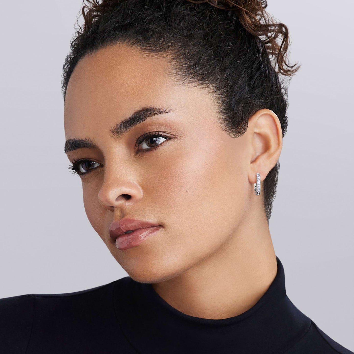 Caviar Spark Linear mm Double Row Diamond Hoop Earrings