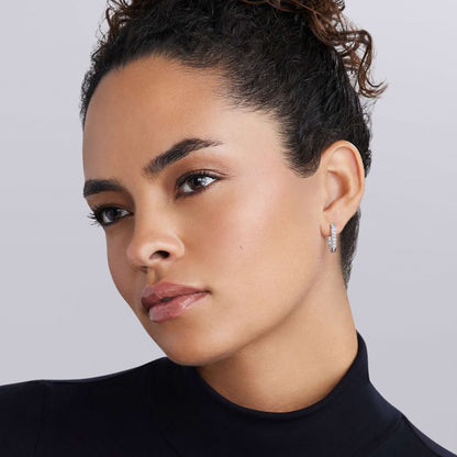 Caviar Spark Linear mm Double Row Diamond Hoop Earrings
