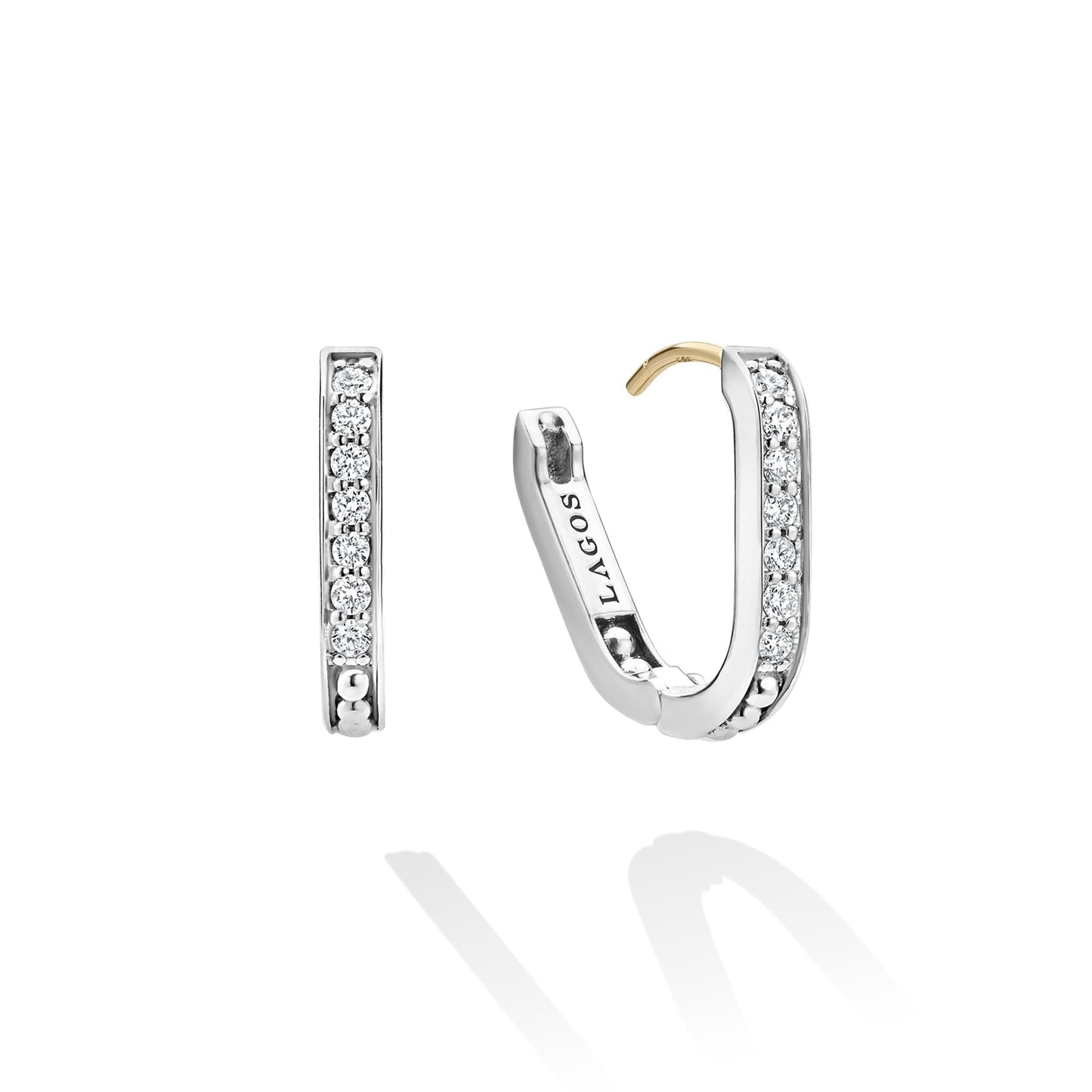 Caviar Spark Linear mm Double Row Diamond Hoop Earrings