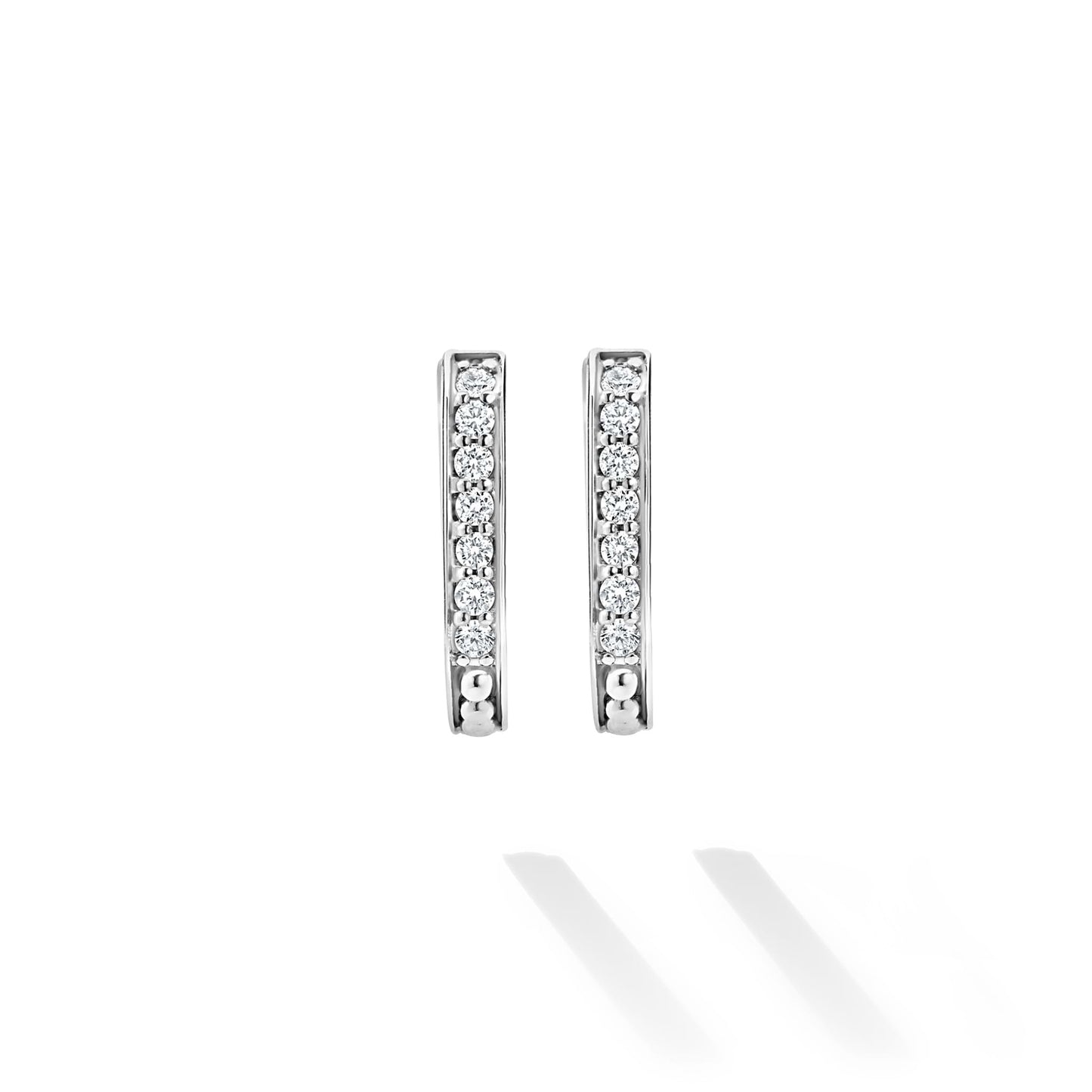Caviar Spark Linear mm Double Row Diamond Hoop Earrings