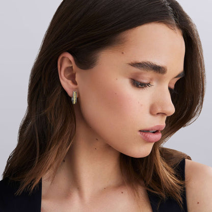 Two-Tone Linear mm Huggie Earrings