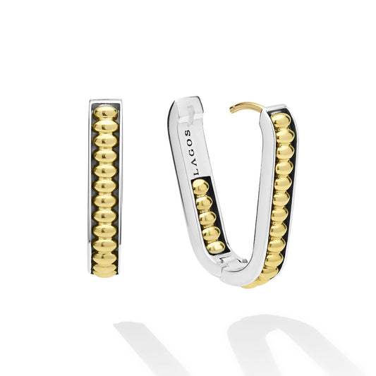 Two-Tone Linear mm Hoop Earrings