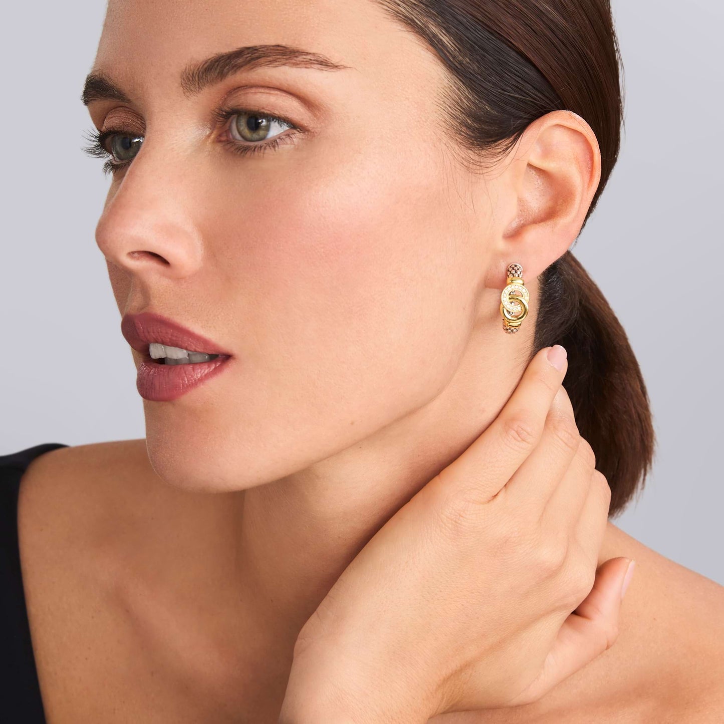 Caviar Interlocking Diamond mm Hoop Earrings