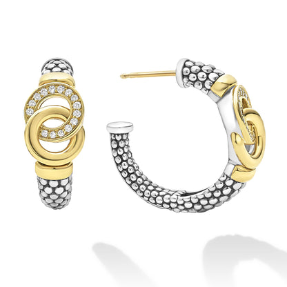 Caviar Interlocking Diamond mm Hoop Earrings