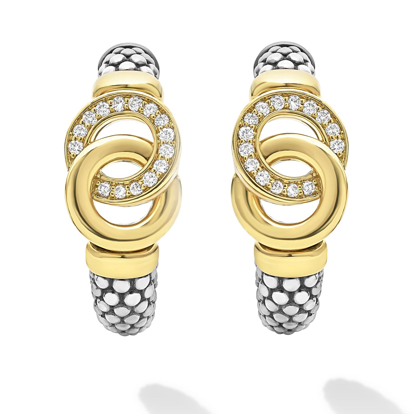 Caviar Interlocking Diamond mm Hoop Earrings