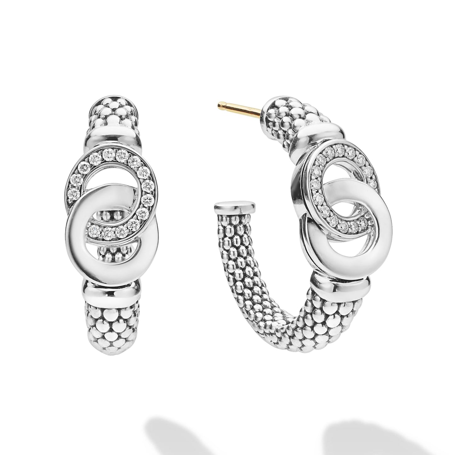 Caviar Interlocking Diamond mm Hoop Earrings